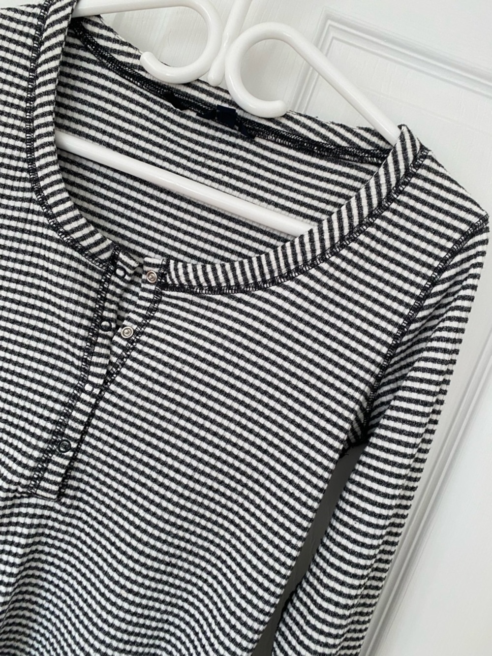 Buffalo David Bitton Black & White Striped Long-Sleeve Henley